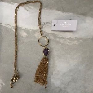 Amethyst Lariat Tassel Opera Length Necklace